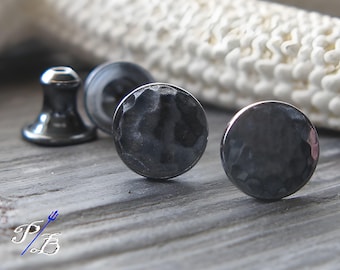 Simple 6mm hammered disc stud earrings handmade in sterling silver