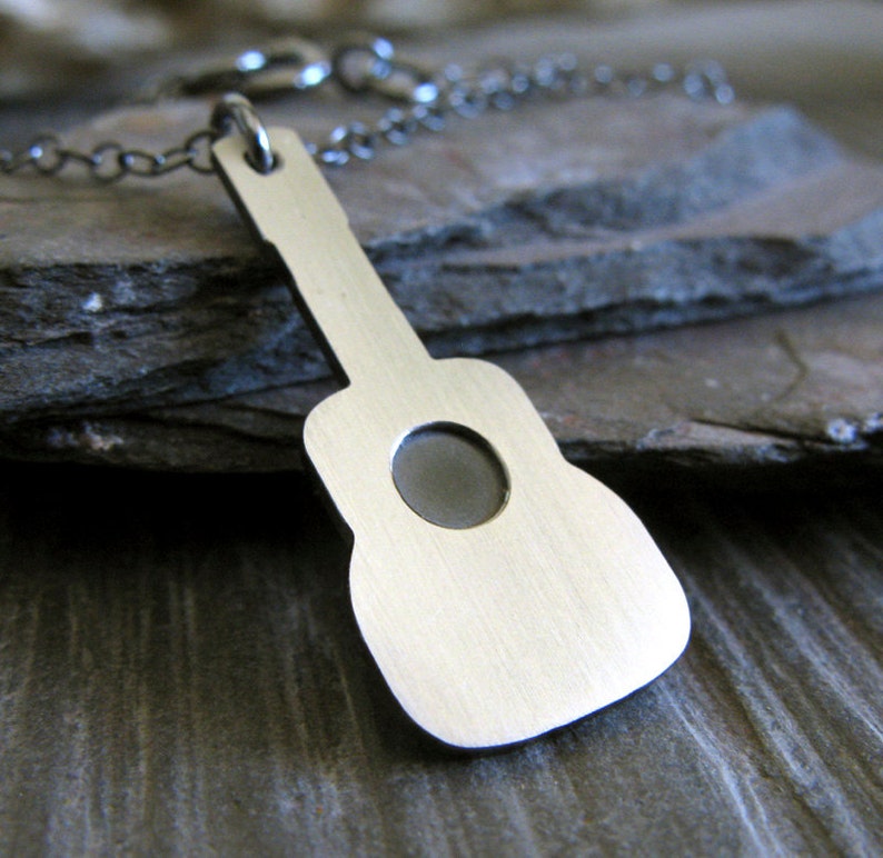 Acoustic Guitar Pendant Necklace. Sterling Silver Classical Etsy