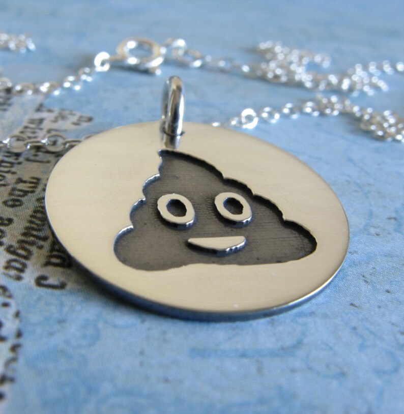 Poop Emoji Sterling Silver Pendant Necklace Etsy