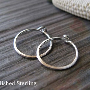 Minimalst tiny 1/2 hoop sleeper earrings artisan handmade in sterling silver, gold-filled, 14k gold, 18k gold, white gold, rose gold image 7