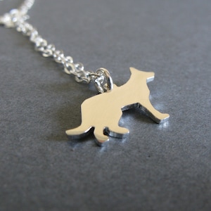 Tiny german shepherd dog charm necklace handmade from sterling silver or 14k gold filled