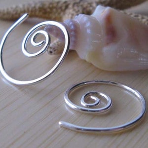 Dainty little spiral earrings minimalist jewelry handmade in sterling silver or 14k gold filled image 1