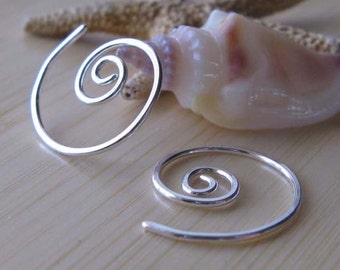 Dainty little spiral earrings minimalist jewelry handmade in sterling silver or 14k gold filled