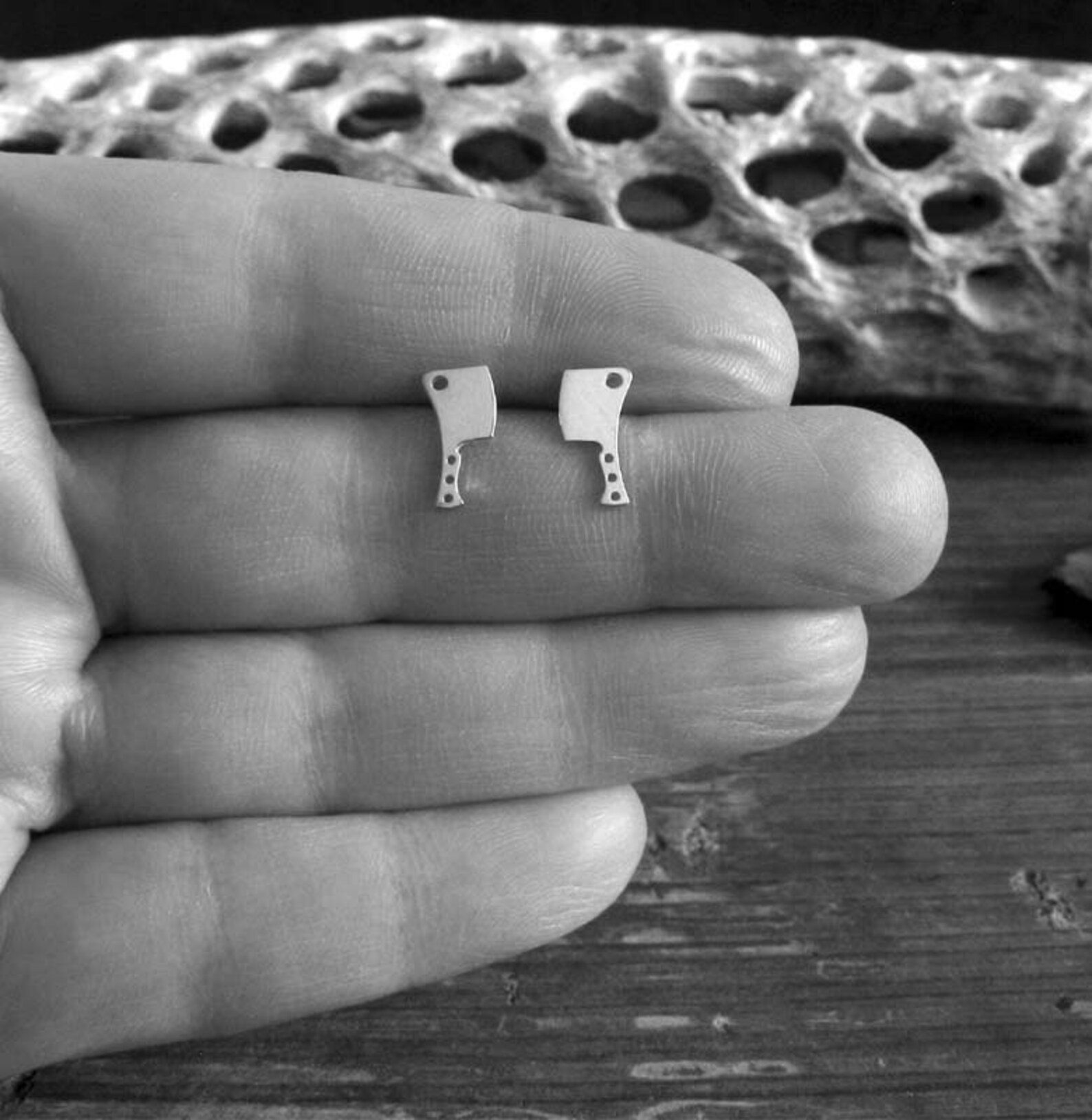 Butcher Knife Cleaver Stud Earrings Handmade in Sterling Etsy