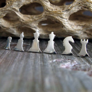 Chess piece stud earrings handmade in sterling silver or 14k gold you choose which game pieces