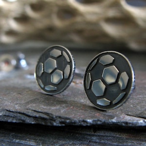 Soccer ball sports stud earrings handmade in sterling silver