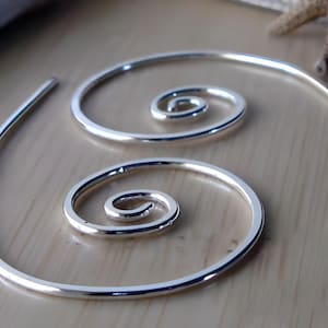 Offene Spiral Creolen handgemacht aus 18 Gauge Sterling Silber oder 14k gold filled