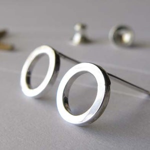 Small 10mm ring stud earrings handmade in sterling silver image 5