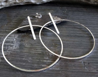 Grote 2,5-inch bungeloorbellen ambachtelijk handgemaakt van sterlingzilver