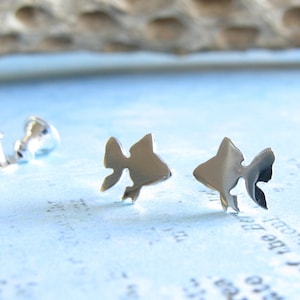 Goldfish stud earrings handmade in sterling silver or 14k gold