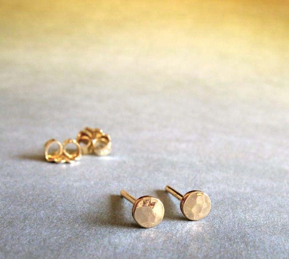 hammered disc stud earrings