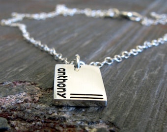 Engraved Sterling Silver Name Necklace: Personalized Mom Pendant
