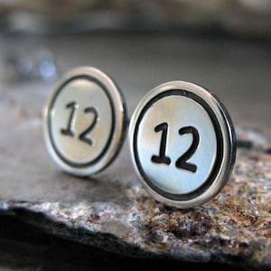 You choose numbers or initials sterling silver dainty handmade stud earrings