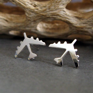 B-52 Stratofortress Military Jet Airplane stud earrings handmade in sterling silver or 14k gold
