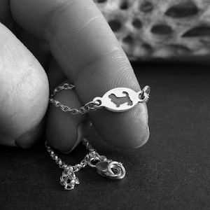 Dainty Sterling Silver Dog Breed Bracelet: Handmade Silhouette Charm