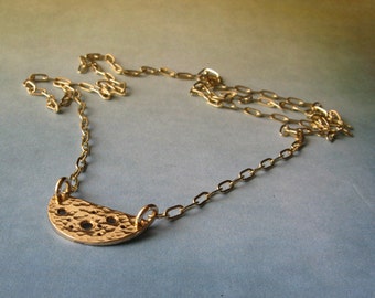 ゴールドフィルドのハーフディスクペンダントロングレイヤーネックレス