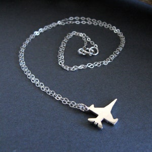 Tiny F16 Viper Military Jet pendant necklace handmade from sterling silver or 14k gold filled