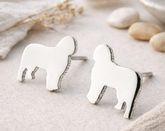 Handmade Old English Sheepdog Earrings: Sterling Silver Dog Posts Studs