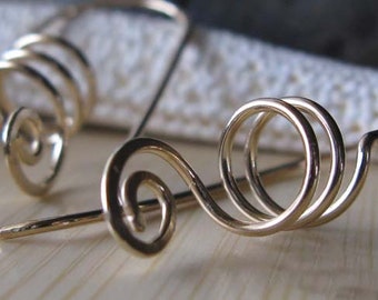 Dainty spiral earrings handmade from sterling silver or 14k gold filled