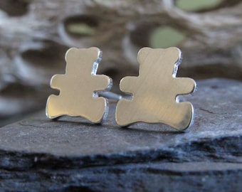 Pendientes de osito de peluche hechos a mano en plata de ley o oro de 14k