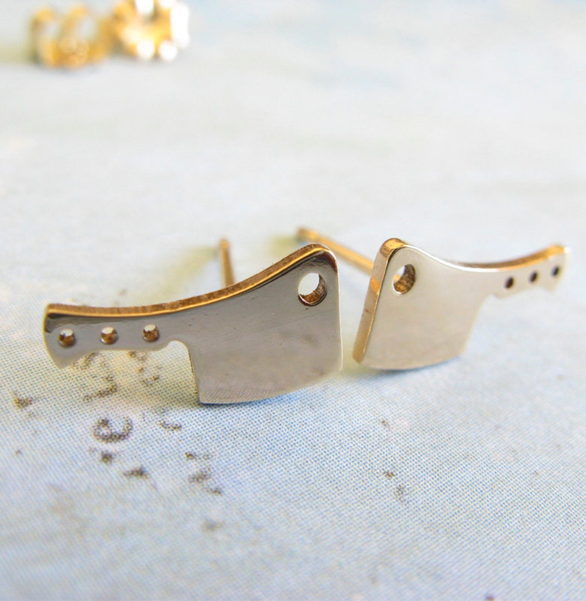 Butcher Knife Cleaver Stud Earrings Handmade in Sterling Etsy