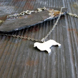 Tiny australian shepherd dog charm necklace handmade from sterling silver or 14k gold filled