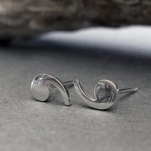 Comma apostrophe puncuation symbol stud earrings handmade in sterling silver or 14k gold