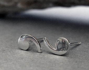 Comma apostrophe puncuation symbol stud earrings handmade in sterling silver