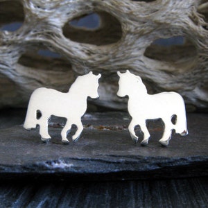 Horse Pony stud earrings handmade in sterling silver or 14k gold