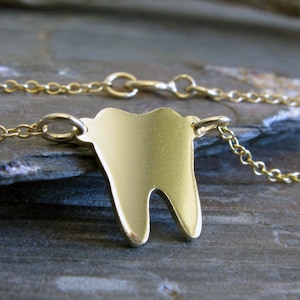 Dainty human tooth necklace handmade from sterling silver or 14k gold