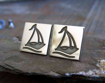 Segelboot Segler Ohrstecker handgefertigt aus Sterlingsilber