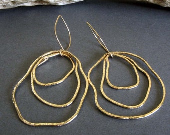 Gold or sterling silver freeform statement dangle earrings