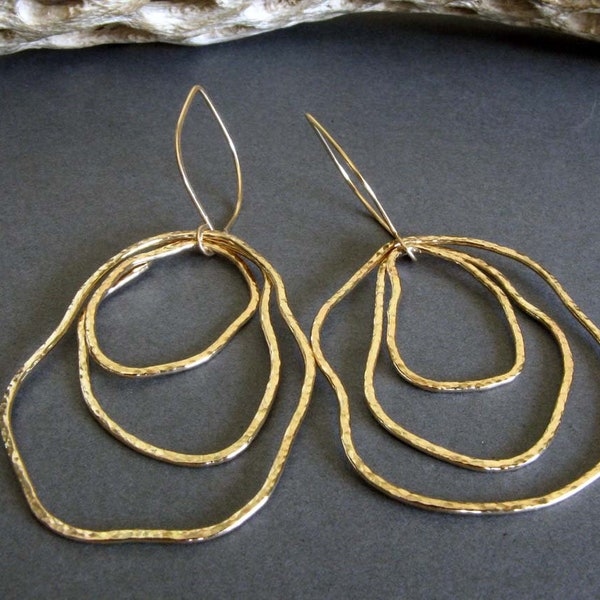 Gold or sterling silver freeform statement dangle earrings