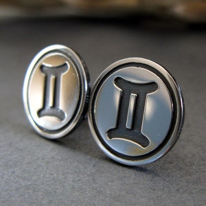 Gemini the twins zodiac star sign stud earrings handmade in sterling silver