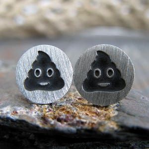 Poop Emoji Stud Earrings Handmade in Sterling Silver - Etsy