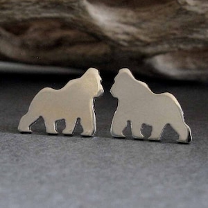 Gorilla ape stud earrings handmade in sterling silver or 14k gold