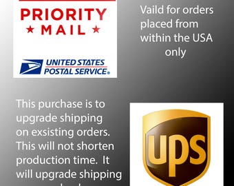 Shipping upgrade USPS Priority Mail or UPS 2 day