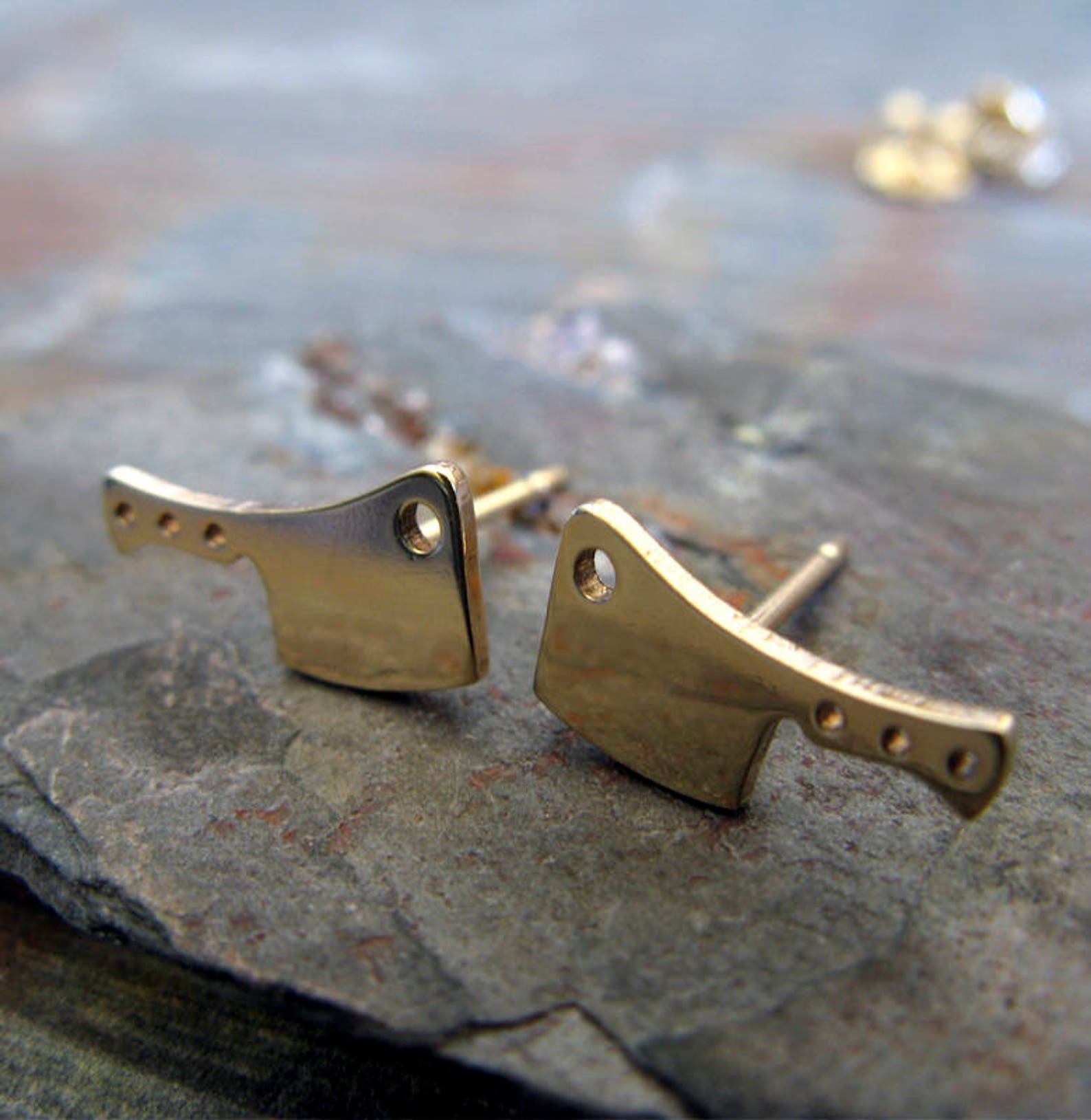 Butcher Knife Cleaver Stud Earrings Handmade in Sterling Etsy