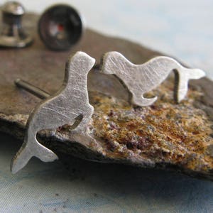 Sea Lion Seal stud earrings handmade in sterling silver or 14k gold