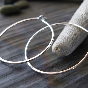 Minimalist thin 7/8&quot; 20 gauge hoops available in sterling silver or gold-filled