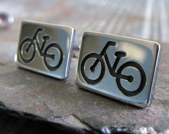 Cyclist bike bicycle stud earrings handmade in sterling silver