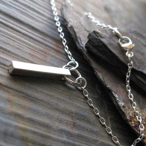 Bar pendant necklace artisan handmade from sterling silver