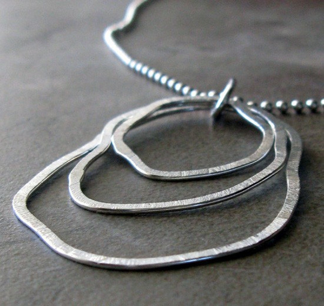 Organic Big Sterling Silver Pendant Necklace Artisan Handmade Jewelry - Etsy