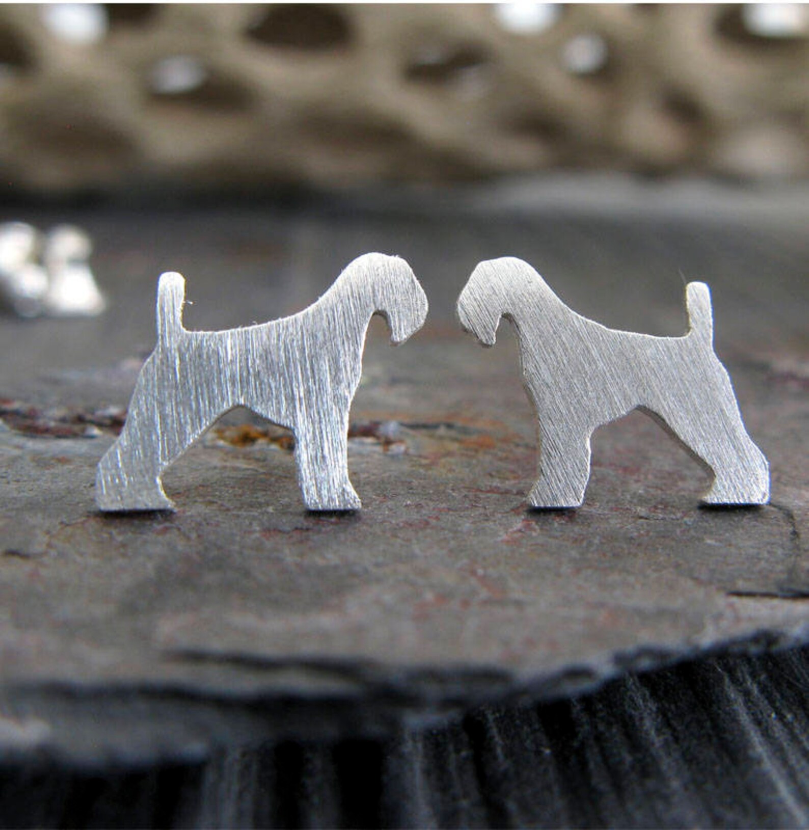 Airedale Terrier Dog Stud Earrings Handmade in Sterling Silver Etsy