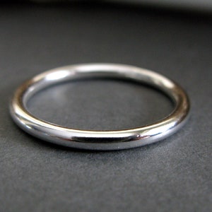 Simple 2mm round sterling silver ring band