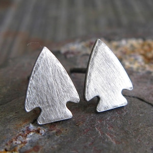 Arrowhead stud earrings handmade in sterling silver or 14k gold