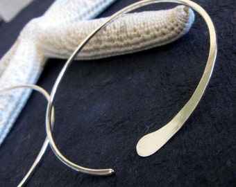Sterling silver open hoop earrings 1 1/2 inch artisan handmade 18 gauge wire work