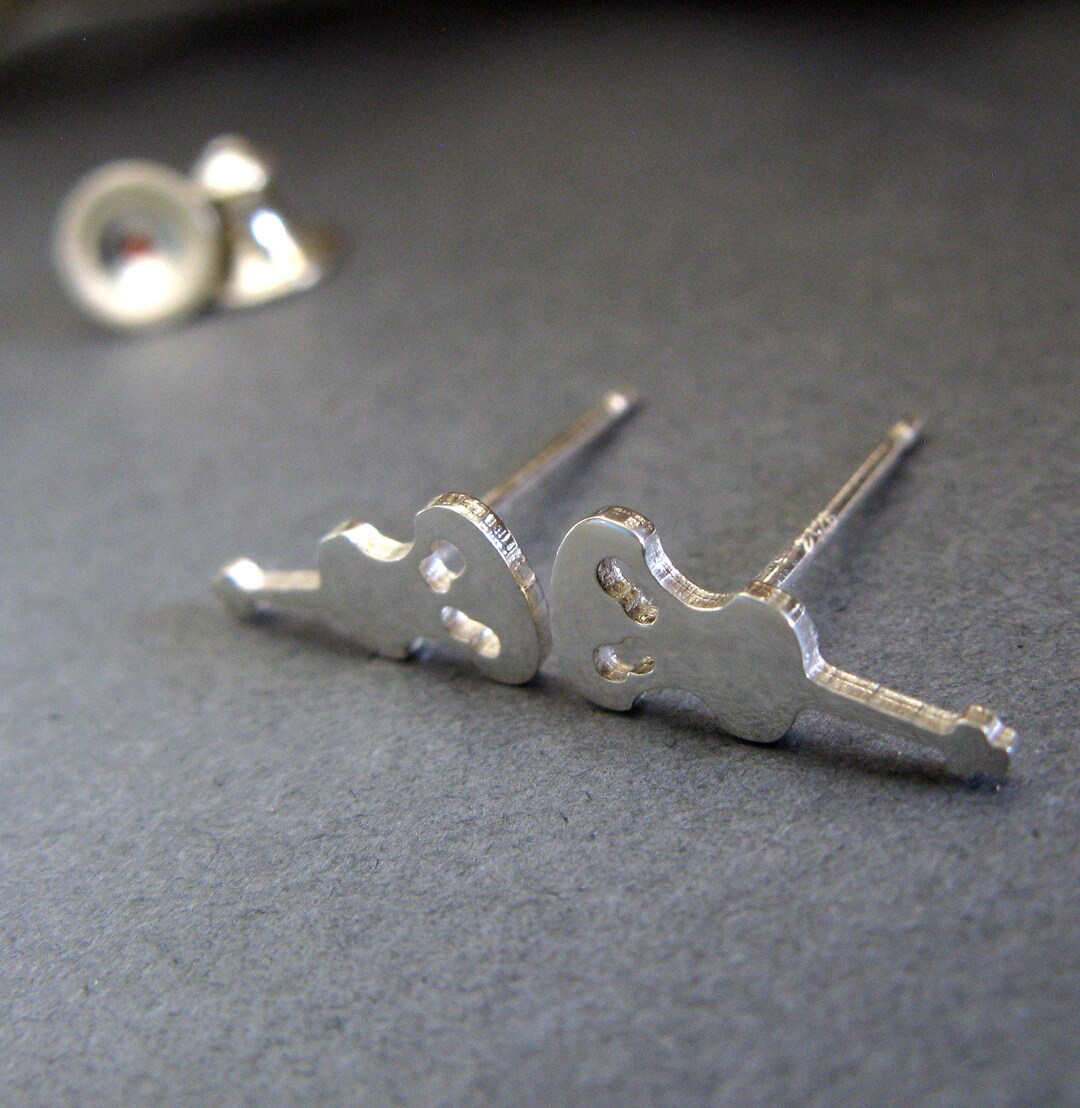 Violin Stud Earrings Handmade in Sterling Silver or 14k Gold Etsy