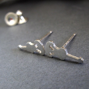 Violin stud earrings handmade in sterling silver or 14k gold