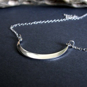 Dainty minimalist crescent moon necklace handmade in sterling silver or 14k gold filled
